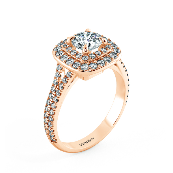 Double Halo Cushion Engagement Ring with Eternity Band NCH2302 4